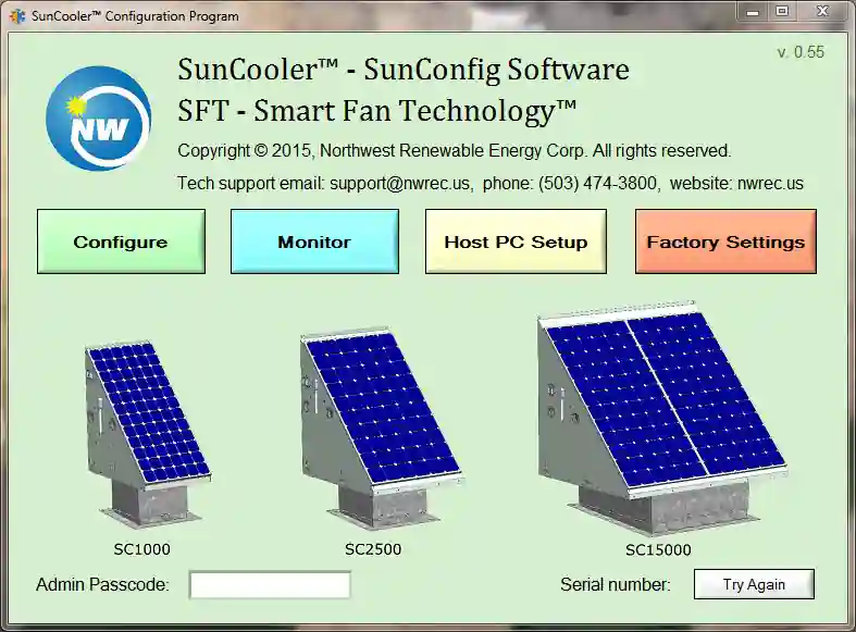 SunConfig GUI showing CO₂ setpoint configuration and live monitoring